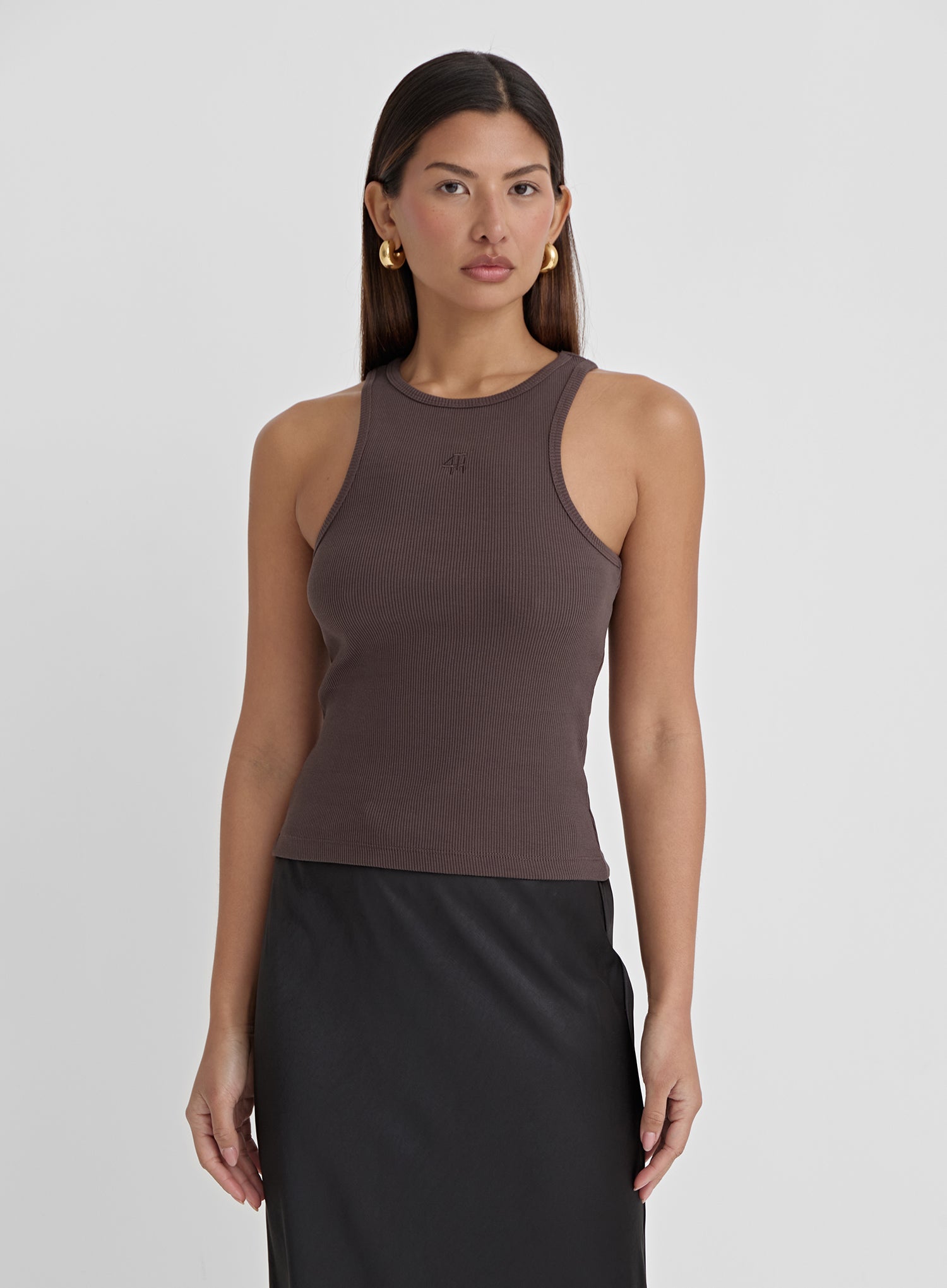 Chocolate Brown 4th Branded Racer Vest Top